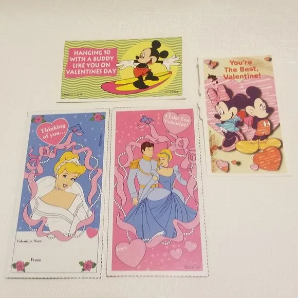 17 vtg Disney valentines- Aladdin, Cinderella, Mickey - Picture 5 of 12
